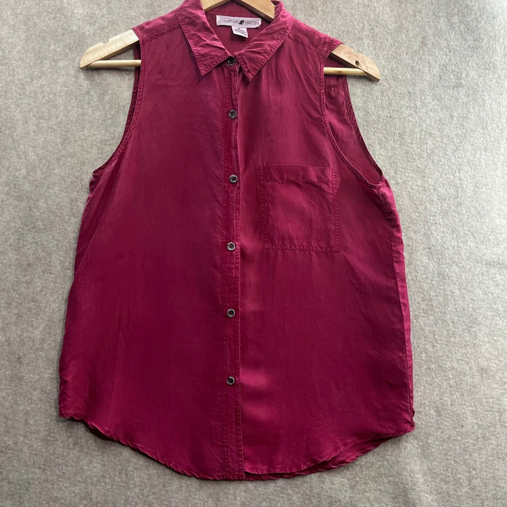 Jonathan‎ Martin Sleeveless Silk Blouse Womens Medium Magenta Pink Vintage